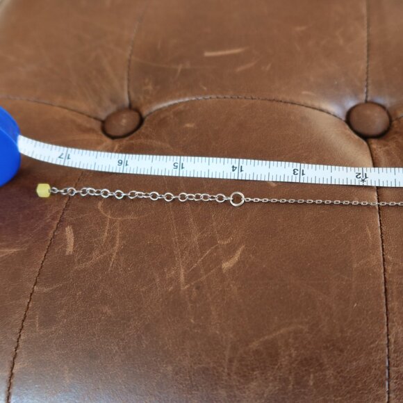 Light green jade square beads &sterling silver Sherzada necklace pendant 14"-17" - Picture 15 of 16